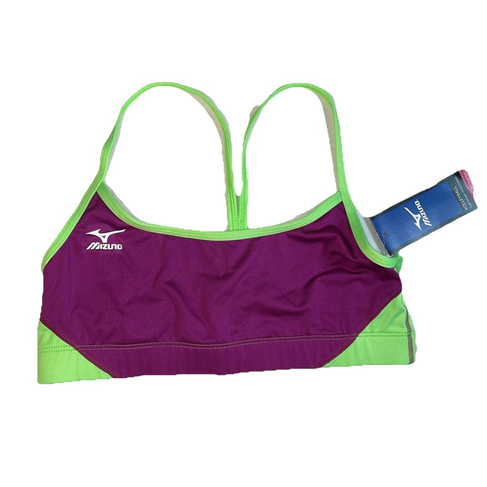 NEW Mizuno Hybrid Bra Top Lightweight Performance Sports Bra Large Purple Green